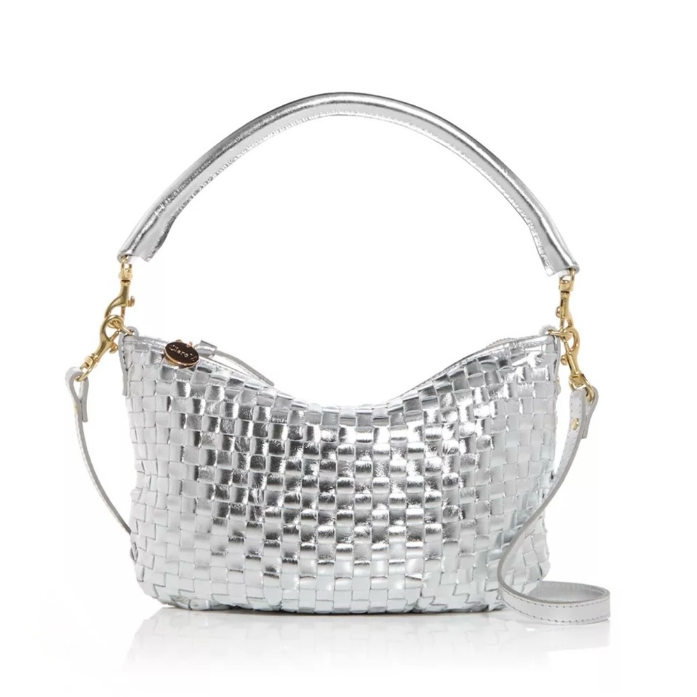 Clare V. Silver Woven Checker Petit Moyen